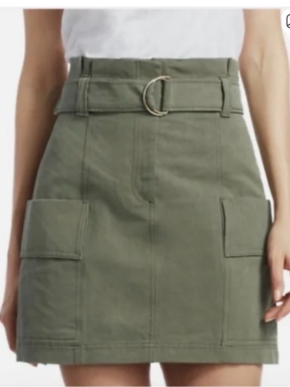 A.L.C. Olive Green Cargo Mini Skirt with D-Ring Belt